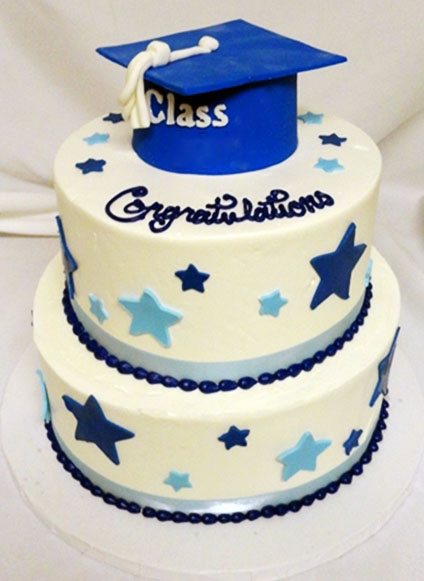 Blue Stars Graduation Cake