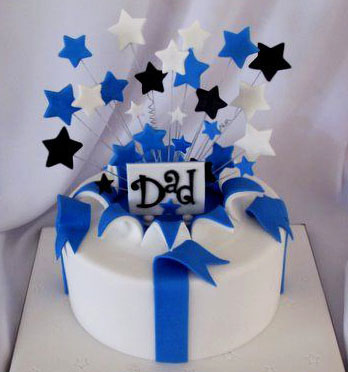 Blue Black Stars Dad Birthday Cake