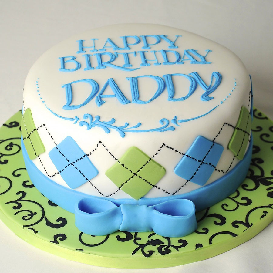 Blue Ribbon Dad Birthday Cake - Father cake design in Lahore