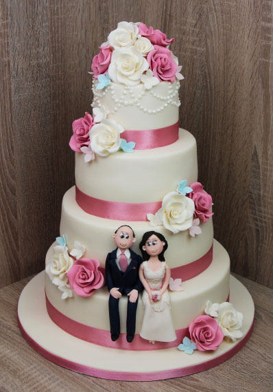 Couple Pink Theme Wedding Cake