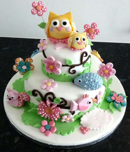 Animal Flowers Theme Birthday Cake