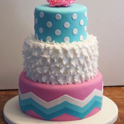 Aqua Blue Girls Birthday Cake