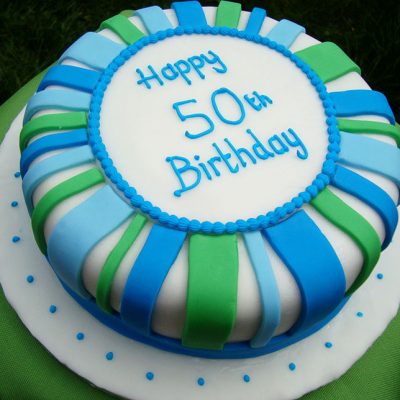 Blue Green Design Dad Birthday Cake